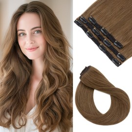 SEGO Clip in Hair Extensions Real Human Hair Seamless Hair Extensions Soft Silky Straight for Women Clip in 3PCS 11 Clips 10 Inch 04 Chocolate Brown 56g