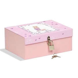 Scatola con lucchetto cm 18,5x14x7,5 ideale per custodire segreti, gioielli e figurine, girl