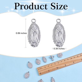 COGCHARGER 30 Pieces Oval with Virgin Mary Charm Pendant Christian Cross Charm Our Lady Crucifix Pendant for Jewelry Necklace Earring Making Crafts