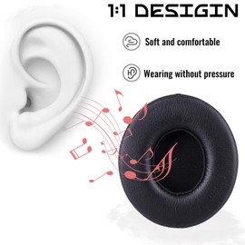 ACCIUK Headphone Replacement Ear Pad Cover Compatible with Beats by Dre Solo3 Solo2 Wired Wireless Headphones Protein Leather Memory Foam Headphone Cushion Ear Muffs-Black