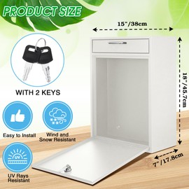 Yaocom Locking Mailbox with Key for Outdoor 18 x 15 x 7 Inches Large Wall Mount Mail Box with Lock Security Mail Drop Metal Collection Boxes Hanging Secure Postbox(Creamy White)
