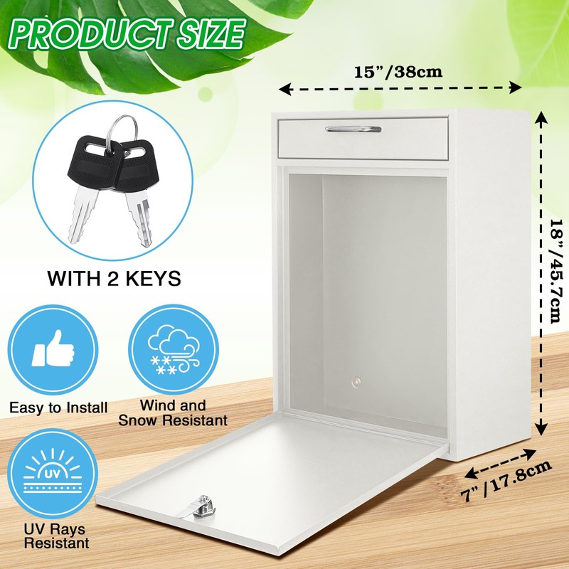 Yaocom Locking Mailbox with Key for Outdoor 18 x 15