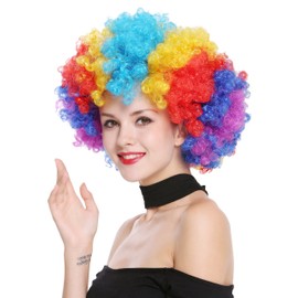 WIG ME UP - PW0011 Afro Wig Afro 70s Rainbow Colourful Huge Funky Disco Clown