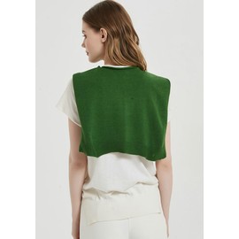 Women's Casual Knit Sweater Shawl Wrap Tied Detachable Fake Collar Triangle Knotted Shawls Travel Cape Shoulder Tops