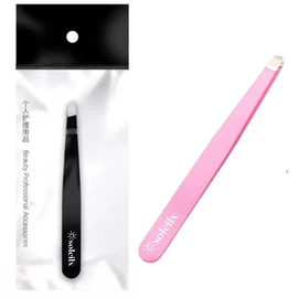 soleilx Professional Eyebrow Tweezers Set (2 Pieces Black + Pink) Eyebrow Tweezers Eyelashes Thin Non-Slip Tip - Precision Tweezers - Eyebrow Epilator for Men and Women