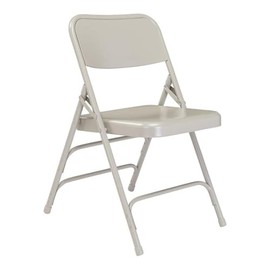 Pemberly Row 29.5" Modern Metal Double Hinge Folding Chair in Gray (Set of 4)