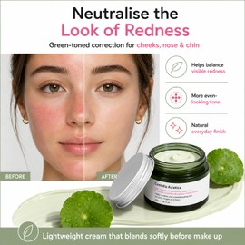 Green Colour Corrector - Centella Anti Redness Tinted Moisturiser - Hydrating Colour Correcting Primer - Lightweight Red Correction Face Cream for Covering Uneven Tone & Natural Base Makeup