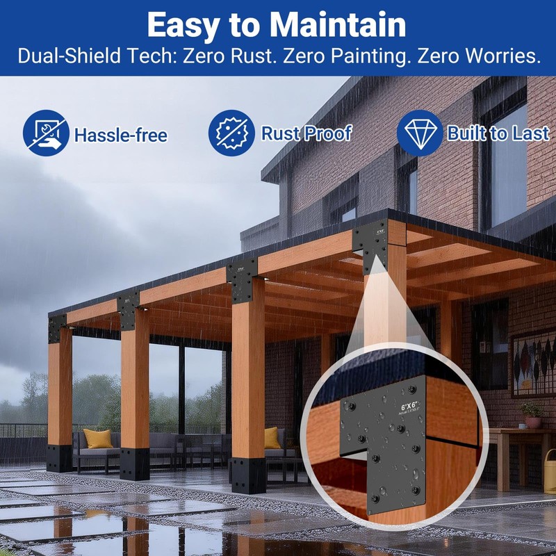 2-Pack 6x6 End Post Cap Tie Brackets (Actual 5.5"), Ultra-Heavy