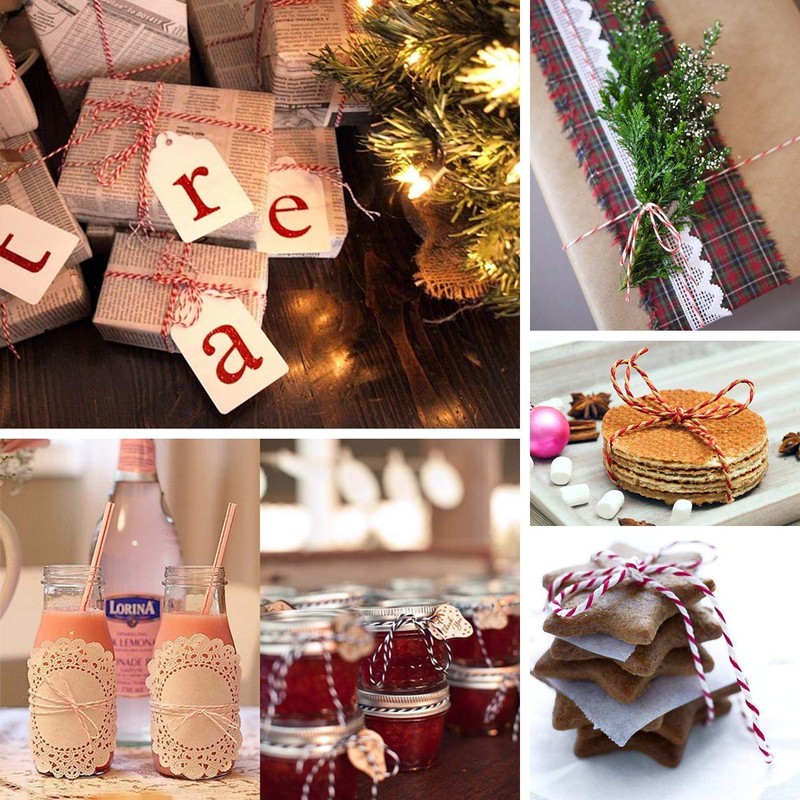 Cotton Bakers Twine String, 100 m Red and White Twine,