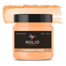 Rolio Premium Mica Powder - Cantaloupe Orange (50G / 1.76oz) - 1 Jar of Orange Pigment Powder for Epoxy Resin, Dye, Soap Making, Nail Polish, Paint, Candle Making, Bath Bombs, Slime
