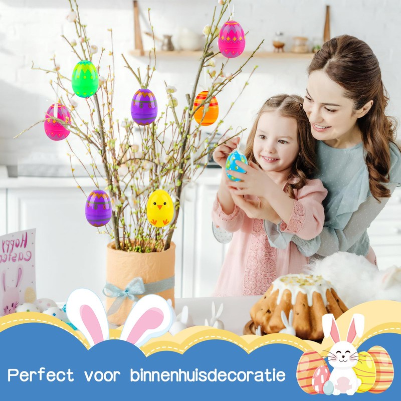 Hyran Pack of 24 Easter Eggs for Hanging, Easter Eggs