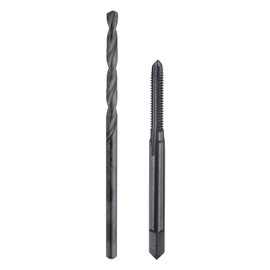 sourcing map Tap and Drill Bit Set, 1pcs 6-40 UNF Straight Flute Thread Screw Taps & 1pcs 2.7mm Twist Drill Bits, Black Oxide HSS-6542 Tapping Threading Tool Kit