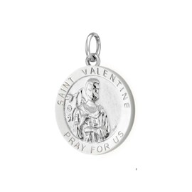 US Jewels Ladies 925 Sterling Silver Saint Valentine Round Medal Pendant, 18.5mm