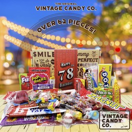 Vintage Candy Co. 78th Birthday Retro Candy Gift Basket - 1946 Party Assortment - Unique Care Package for Women and Men Turning 78 Years Old