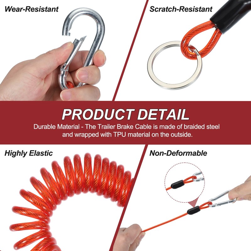 PATIKIL 5ft Breakaway Trailer Cable, Trailer Brake Cable Safety Cable