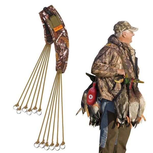 GearOZ Duck Lanyard for Birds, 12 Drops Duck Strap Game Carrier Duck Tote, Slip Ring Waterfowl Goose Hanger Squirrel Hunting Gear Accessories, Comfortable Duck Holder Strap, Ideal Gift for Hunters/Men