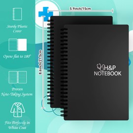 H&P Notebook - Medical History and Physical Notebook for Medical Professionals and Students, Inclusive Medical Terminology, Fits in White Coat, 100gsm Thick Paper, A5(5.9 x 8.6 inches) (Black)