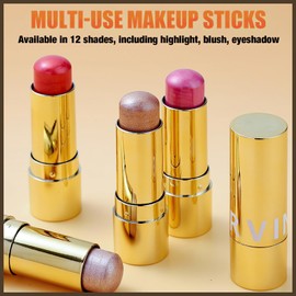 MIELIKKI Cream Eyeshadow Stick, Eye Shadow Pen, Shades with Highlighter Sticks & Blush Sticks, Long Lasting, Waterproof, Matte Finish, Eyeshadow #03