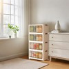 Curtainboro 4 Tier Stackable Storage Boxes with Wheels, Foldable Storage