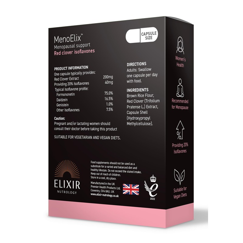 ELIXIR NUTROLOGY MenoElix™ 30 Capsules – Red Clover Extract with