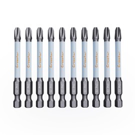 Crosstar 10-Pack 3-Inch #3 Phillips Magnetic Impact Bits, Anti-Slip S2 Steel Screwdriver Drill Bits with CNC Precision Tips & Rustproof Coating for High Torque Drills (Fits M6, #12,1/4,5/16)
