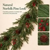 6FT Artificial Christmas Garland, Norfolk Pine with Berries and Pinecones