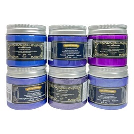 CSY art gallery Metallic Acrylic Paint Set,2 Ounces x 6 Assorted Colors, Iridescent Purple and Blue Ink Pigment Non-Fading, Rich Vivid Pigments, Brilliant Glitter Finish, Fast Dry Formula(Seine Night)