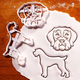 BAKERLOGY Set of 2 German Wirehaired Pointer Cookie Cutters - Detailed Biscuit Cutter Design for Baking and Crafts, ideal on fondant, dough, clay