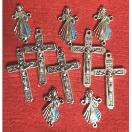 LOT OF 10Cross Stainless Steel  Catholic Jesus Crucifix & ROSARY centerpiece