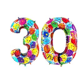 Toyland® 40 "Folien-Nummernballon - Partydekoration (Multi, Nummer 30)