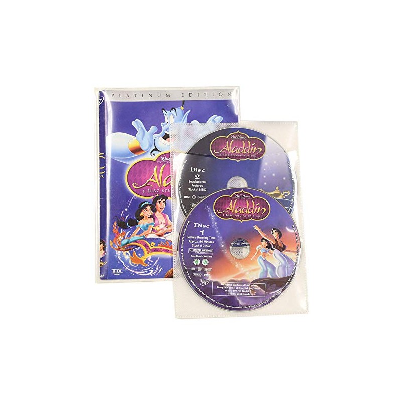 100 Clear CPP Movie Plastic Sleeves + 2 Disc Non-Woven