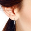 AeraVida Charming Dangle White CZ Cross Hoop Sterling Silver Earrings