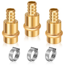 3pcs Pex Propress Fittings, 1/2'' Press to 1/2'' Pex Crimp Coupling, Lead-Free Brass Pex Propress Adapter Connector for Copper and Pex Pipe Coonection, 1/2’’ Propress Copper to Pex Adapter