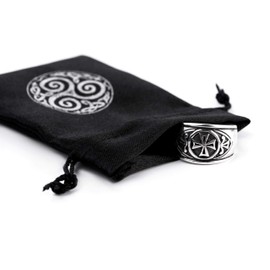 Windalf Medieval Statement Ring ISIAS 12mm Mediaval Knights Templar Signet Ring 925 Sterling Silver, Fabric