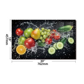 Tempered Glass Backsplash for Kitchen, fruit Stove Splashback, Glass Backsplash, Used for Kitchen Wall Protection and Decoration, Easy to Install and Clean. (30x18'')