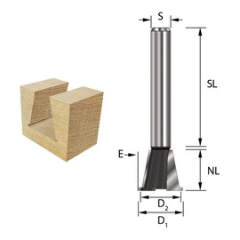 ENT 16130 Fresa a denti Carburo, Albero (S) 8 mm, NL 13,5 mm, D1 14,3 mm, D2 12,7 mm, E 14°, SL 32 mm, con pretaglio