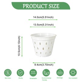 Gyfofix 5 Pack 5.5 Inch Orchid Pots, White Plastic Planters with Drainage Holes and Slots for Healthy Plant Growth