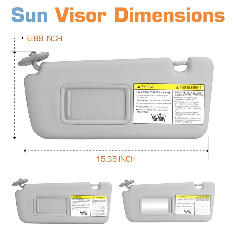 Hurotoms Sun Visor for 2004 2005 Toyota RAV4, Gray Left