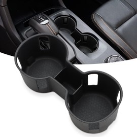 Auovo Cup Holder Insert for 2024-2025 Ford Ranger Accessories Non-Slip Cup Coast Center Console Interior Drink Bottle Holder Organizer Black