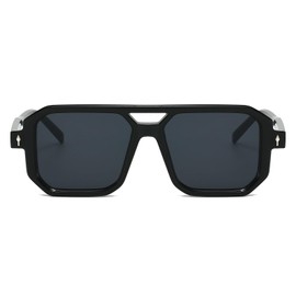 YAMEIZE Retro Sonnenbrille für Damen Herren Vintage 70er Jahre Rechteckige Sonnenbrille Doppel Brücke Pilotenbrille Eckig Rahmen Mode UV400 Schutz