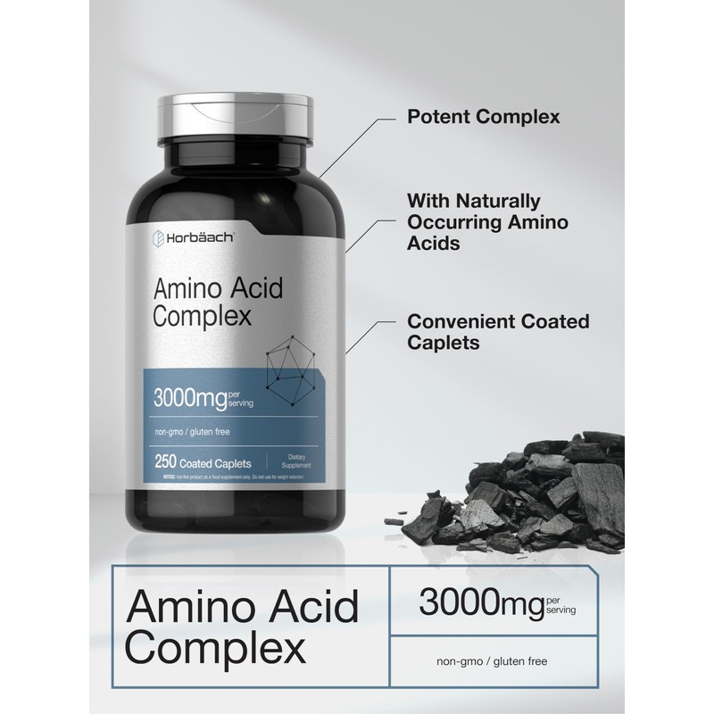 Horbäach Amino Acid Complex 3000mg | 250 Caplets | Non-GMO,