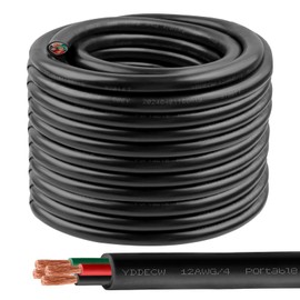 YDDECW 100ft 12/4 12 AWG Portable Power Cable (4 Conductor) - SOOW 600V 12 Gauge Electric Wire for Motor Leads, Portable Lights, Battery Chargers and Machinery - 4 Conductor - 100 Feet Electrical Cord