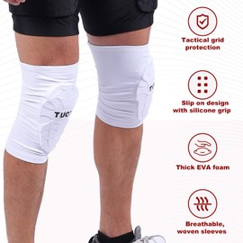 TUOY Compression Knee Pads Padded Knee Protection Pad - Youth & Adult Sizes (1 Pair)