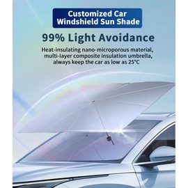 Custom-Fit Windshield Sun Shade Umbrella, 360Rotation Bendable Car Umbrella Sunshade Cover UV Block Car Front Window, Designed for Nissan NV200