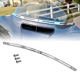 H RUO Chrome Slotted Batwing Fairing Windshield Trim Motorcycle Windscreen Trim Kit for Harley Electra Glide Street Glide 1996-2013