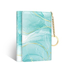 Nipichsha Womens Wallet, Small Credit Card Wallet for Women, Slim RFID Card Holder Purse with 7 Slots & ID Window, Green Gilt Marble