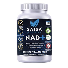 NAD+ Advanced Complex 100 Cápsulas | Nicotinamida Ribósido (NR) + Resveratrol + PQQ + Magnesio Glicinato + Vitamina B6 | Energía Celular, Enfoque y Longevidad | Saisa Herbal
