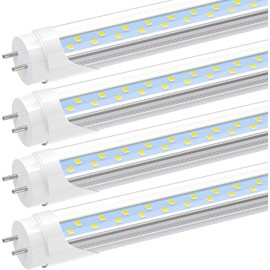 JESLED T8 LED 4FT Type A+B Light Bulbs, 24W(65W Equivalent), 3200LM, 6000K Super Bright, Plug and Play or Ballast Bypass, 4 Foot LED Fluorescent Tube Replacement, ETL Listed, Dual-Ended, Clear(4-Pack)