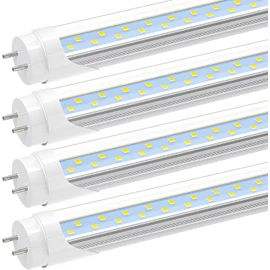 JESLED T8 LED 4FT Type A+B Light Bulbs, 24W(65W Equivalent), 3200LM, 6000K Super Bright, Plug and Play or Ballast Bypass, 4 Foot LED Fluorescent Tube Replacement, ETL Listed, Dual-Ended, Clear(4-Pack)
