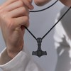 KoyeKei Viking Black Thors Hammer Necklace for Men 925 Sterling